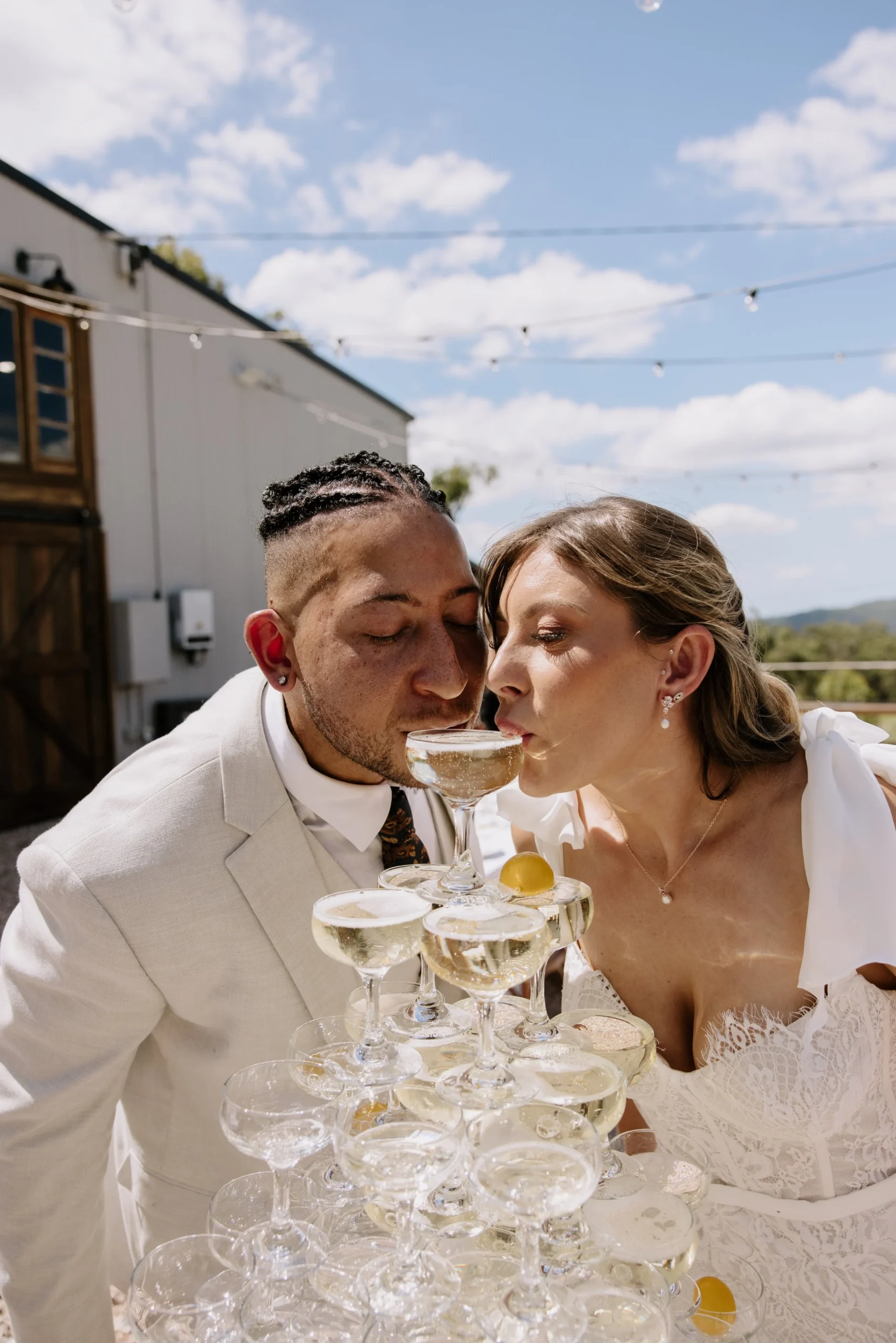 Bride and Groom Champagne Tower